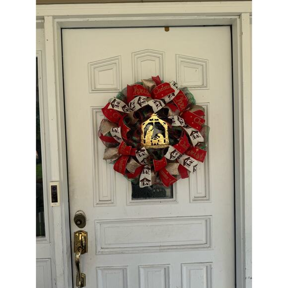 Nativity Scene Manger Christmas Wreath Christs Birth Rustic Holiday Decor xxx - Picture 7 of 7